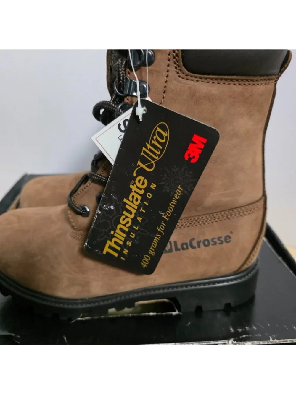 LaCrosse 400G Thinsulate Insulated Work Boots Mens 8 Brown USA Made NIB